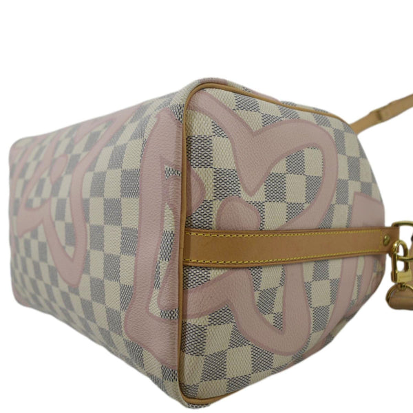 LOUIS VUITTON Tahitienne Speedy 30 Damier Azur Satchel Bag Rose Ballerine