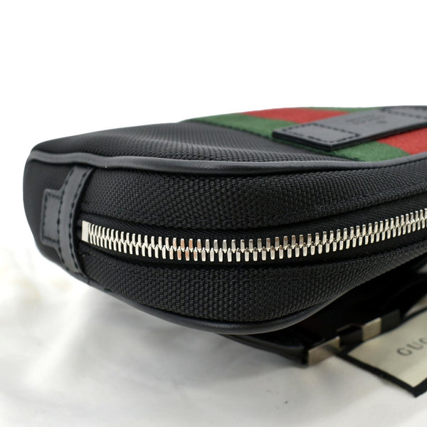 Gucci Web Monogram Canvas Slim Belt Bag in Black