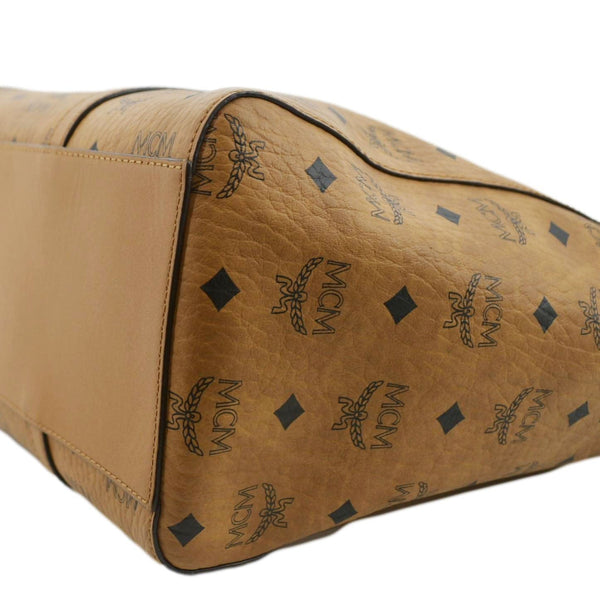 MCM Reversible Liz Medium Visetos Canvas Shopper Tote Bag Cognac