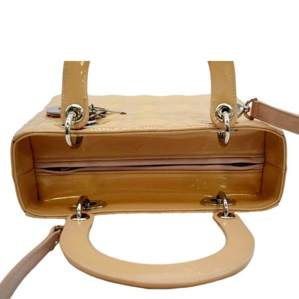 CHRISTIAN DIOR Medium Lady Dior Cannage Lambskin Leather Shoulder Bag Yellow