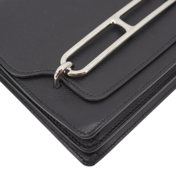 HERMES Roulis Calfskin Leather Shoulder Bag Black