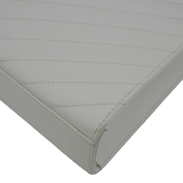 YVES SAINT LAURENT Envelope Large Grain De Poudre Chain Crossbody Bag White