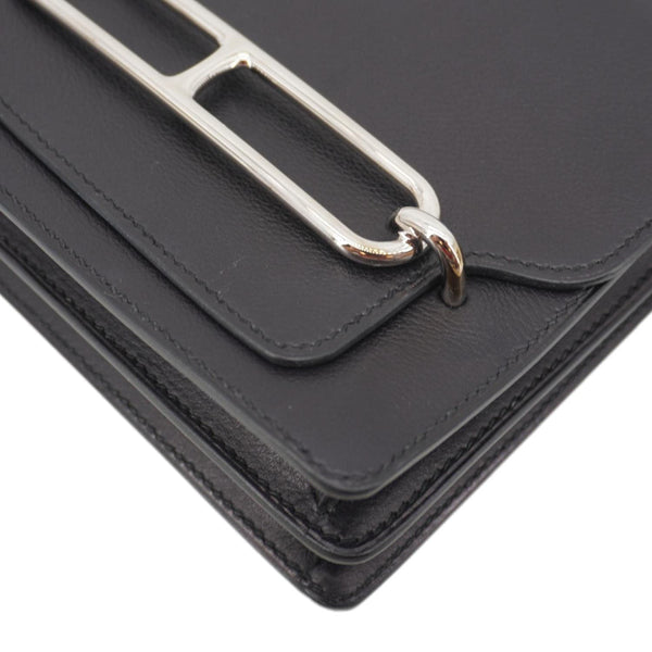 HERMES Roulis Calfskin Leather Shoulder Bag Black