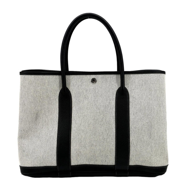 HERMES Garden Party Canvas Tote Bag Black