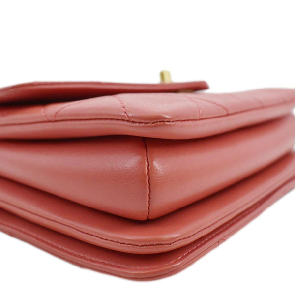 CHANEL Top Handle Quilted Leather Shoulder Bag Red