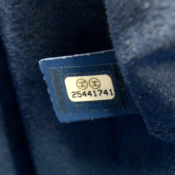 CHANEL Deauville Studded Caviar Tote Shoulder Bag Blue