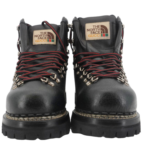 GUCCI X The North Face Calfskin Leather Ankle Boot Black 655401 Size 8 1/2