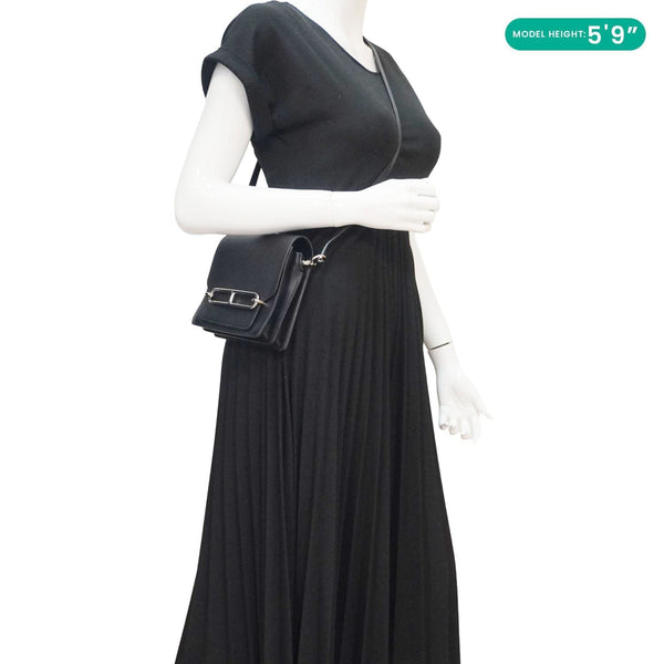 HERMES Roulis Calfskin Leather Shoulder Bag Black