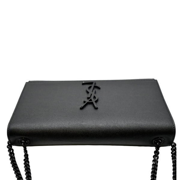 YVES SAINT LAURENT Kate Leather Chain Clutch Crossbody Bag Black