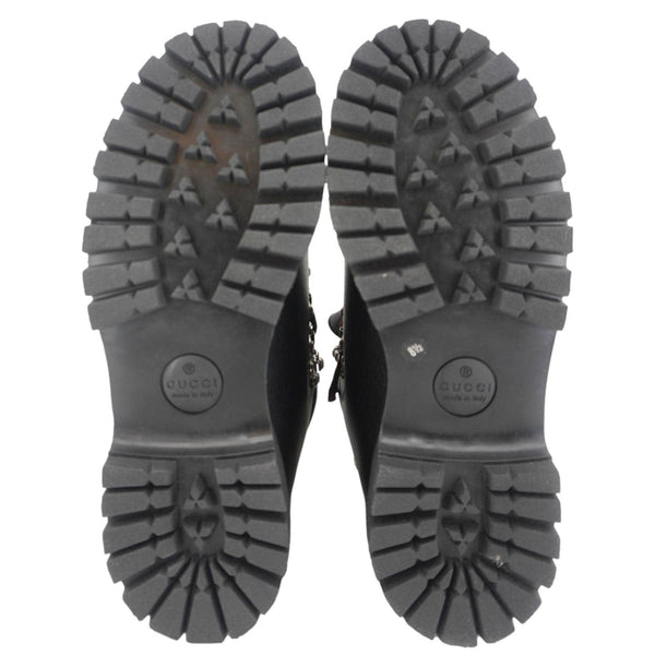 GUCCI X The North Face Calfskin Leather Ankle Boot Black 655401 Size 8 1/2