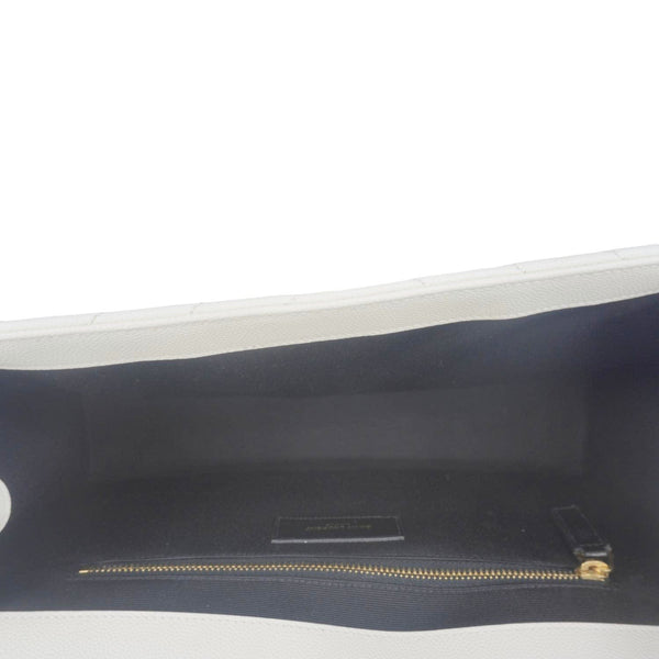 YVES SAINT LAURENT Envelope Large Grain De Poudre Chain Crossbody Bag White