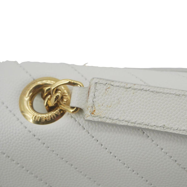 YVES SAINT LAURENT Envelope Large Grain De Poudre Chain Crossbody Bag White