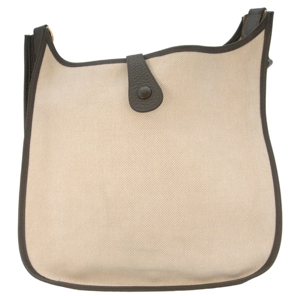 HERMES Evelyne PM Canvas Shoulder Bag Bicolor