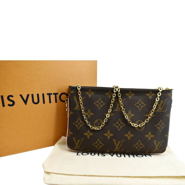 LOUIS VUITTON Blooming Flowers Pochette Monogram Canvas Chain Crossbody Bag Brown