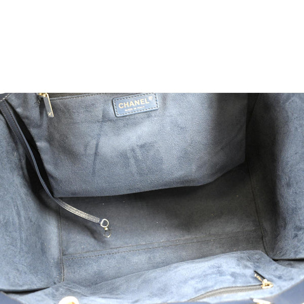 CHANEL Deauville Studded Caviar Tote Shoulder Bag Blue