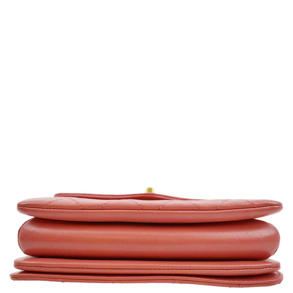 CHANEL Top Handle Quilted Leather Shoulder Bag Red