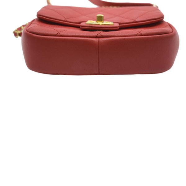 CHANEL Mini In The Loop Quilted Leather Shoulder Bag Red