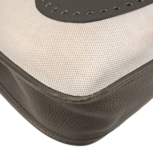 HERMES Evelyne PM Canvas Shoulder Bag Bicolor