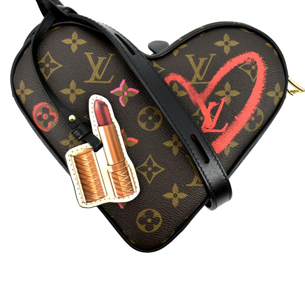 LOUIS VUITTON Sac Coeur Heart Monogram Canvas Crossbody Bag Brown