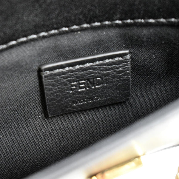 FENDI Studded Logo Woc Leather Crossbody Clutch Black