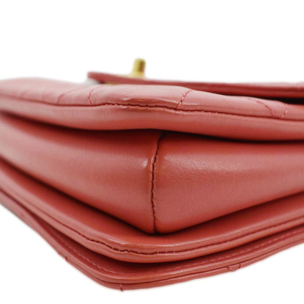 CHANEL Top Handle Quilted Leather Shoulder Bag Red