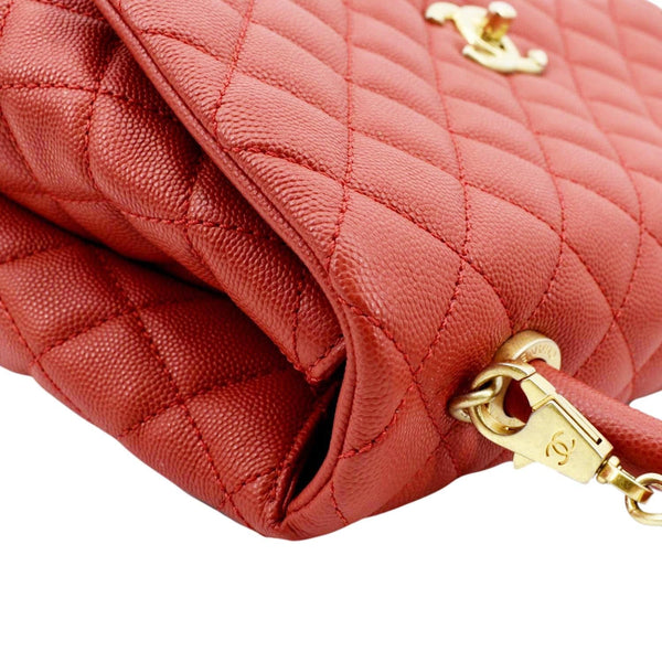 Chanel Medium Coco Leather Top Handle Shoulder Bag in Red Color