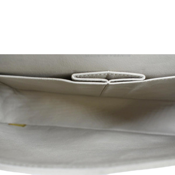 CHANEL Classic Medium Double Flap Quilted Leather Shoulder Bag Ivory