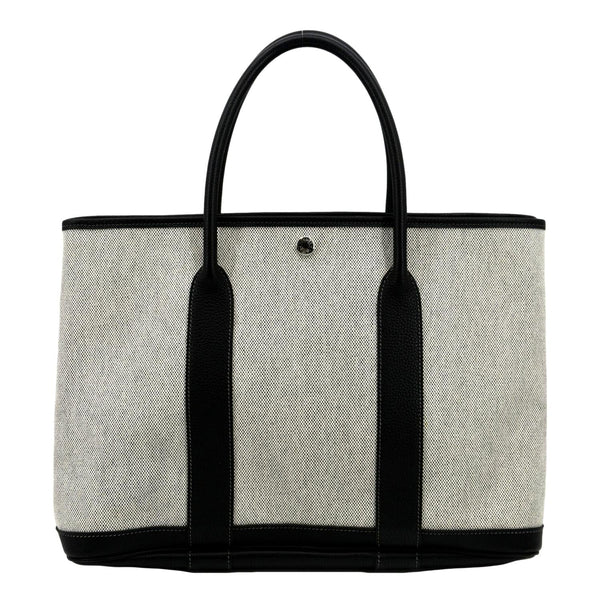 HERMES Garden Party Canvas Tote Bag Black