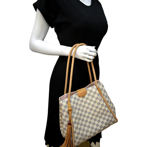 LOUIS VUITTON Propriano Damier Azur Tote Shoulder Bag White