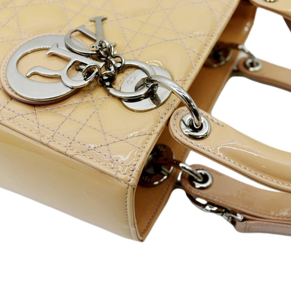 CHRISTIAN DIOR Medium Lady Dior Cannage Lambskin Leather Shoulder Bag Yellow