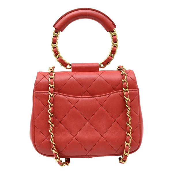 CHANEL Mini In The Loop Quilted Leather Shoulder Bag Red