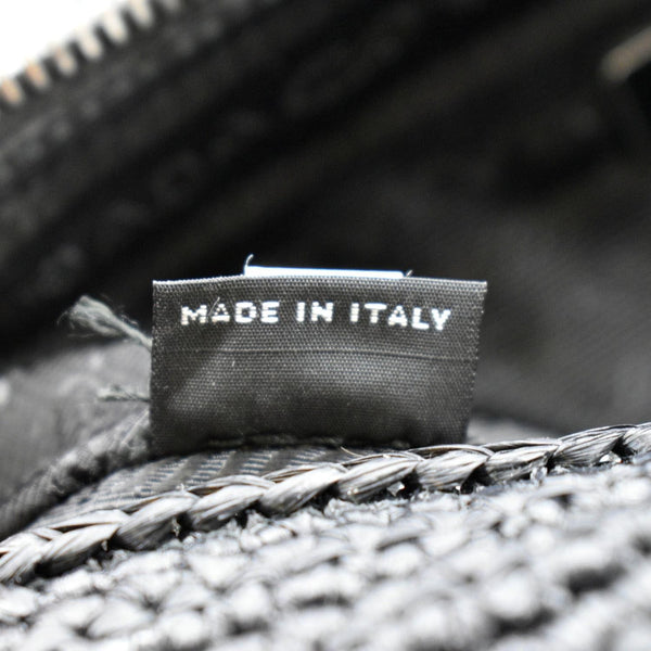 PRADA Triangle Raffia Shoulder Bag Black