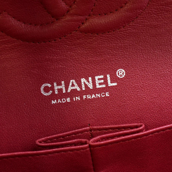 CHANEL Classic Medium Double Flap Quilted Leather Shoulder Bag Red