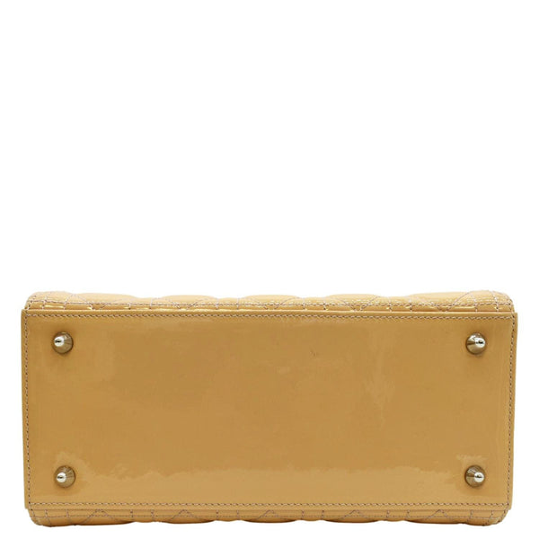 CHRISTIAN DIOR Medium Lady Dior Cannage Lambskin Leather Shoulder Bag Yellow