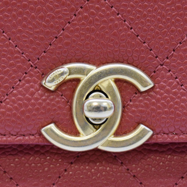 CHANEL Chic Affinity Stitched Small Flap Quilted Caviar Leather Crossbody Bag Red