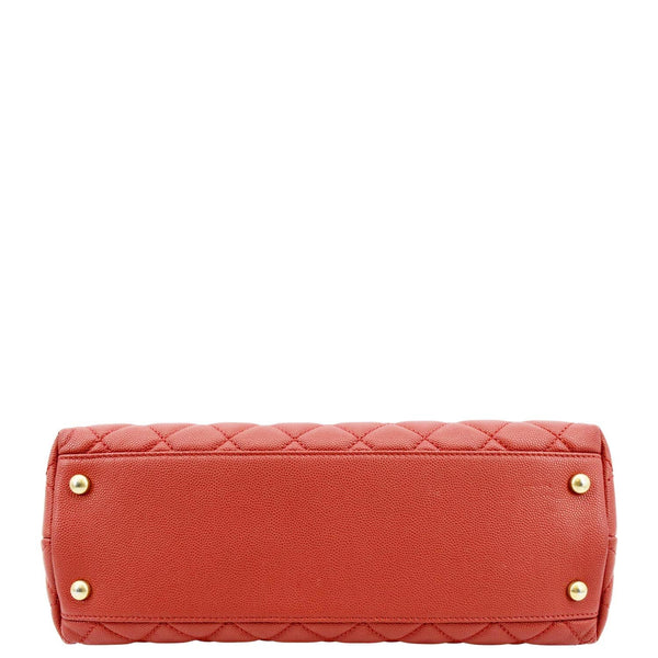Chanel Medium Coco Leather Top Handle Shoulder Bag in Red Color- Bottom