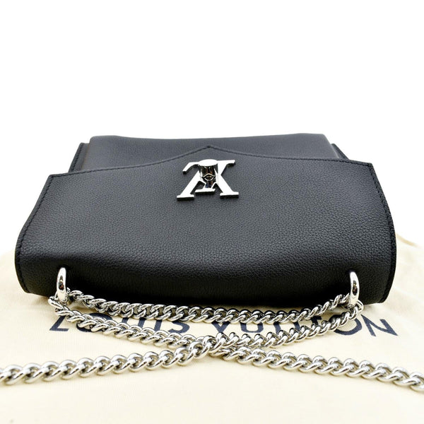 LOUIS VUITTON Mylockme Chain Calf Leather Chain Shoulder Bag Black