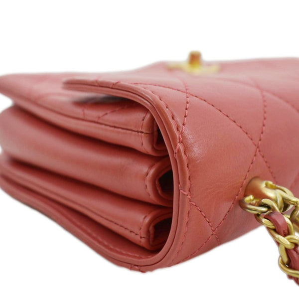 CHANEL Top Handle Quilted Leather Shoulder Bag Red