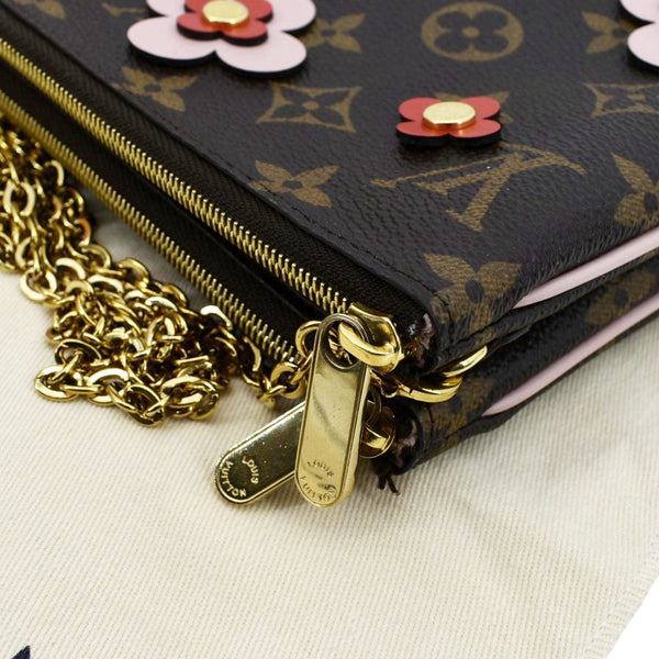 LOUIS VUITTON Blooming Flowers Pochette Monogram Canvas Chain Crossbody Bag Brown