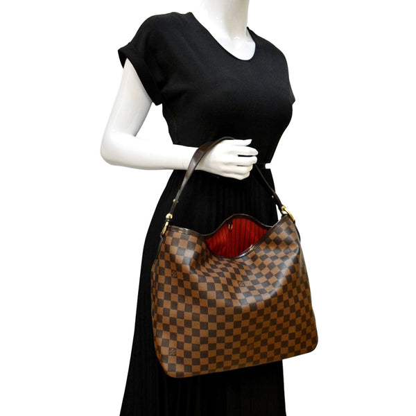 LOUIS VUITTON Delightful MM Damier Ebene Hobo Bag Brown