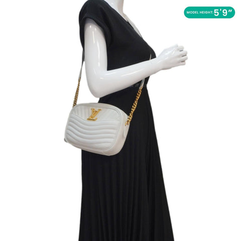 LOUIS VUITTON New Wave Quilted Calfskin Leather Camera Bag White