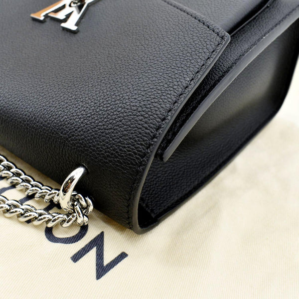 LOUIS VUITTON Mylockme Chain Calf Leather Chain Shoulder Bag Black