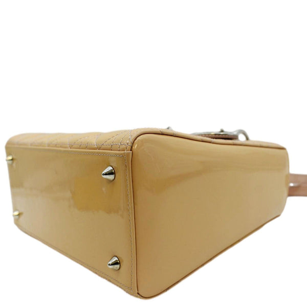 CHRISTIAN DIOR Medium Lady Dior Cannage Lambskin Leather Shoulder Bag Yellow