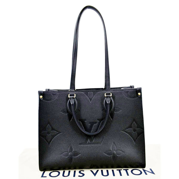 LOUIS VUITTON Onthego MM Giant Monogram Empreinte Leather Tote Bag Black