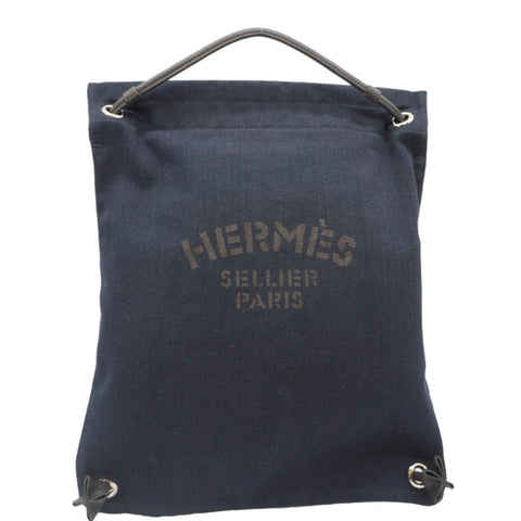 HERMES Aline Grooming Swift Canvas Backpack Bag Navy Blue