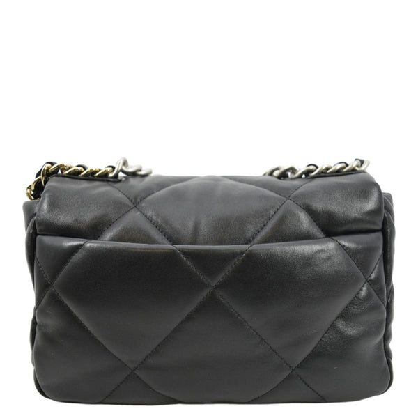 CHANEL 19 Small Flap Quilted Lambskin Leather Shoulder Bag Black
