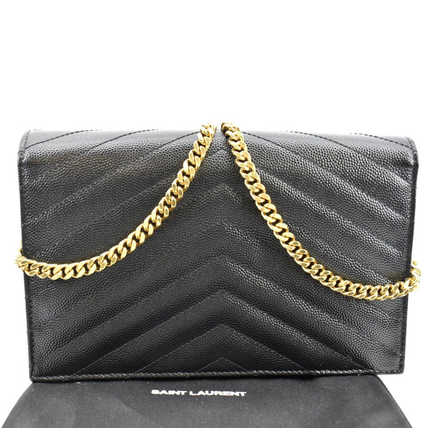 YVES SAINT LAURENT Wallet on Chain Leather Shoulder Bag Black