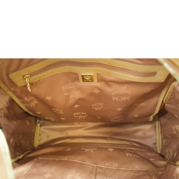 MCM Stark Studded Visetos Canvas Backpack Cognac