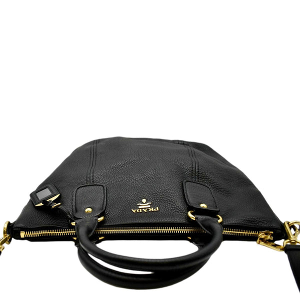 PRADA Vitello Daino Large leather Tote Shoulder Bag Black