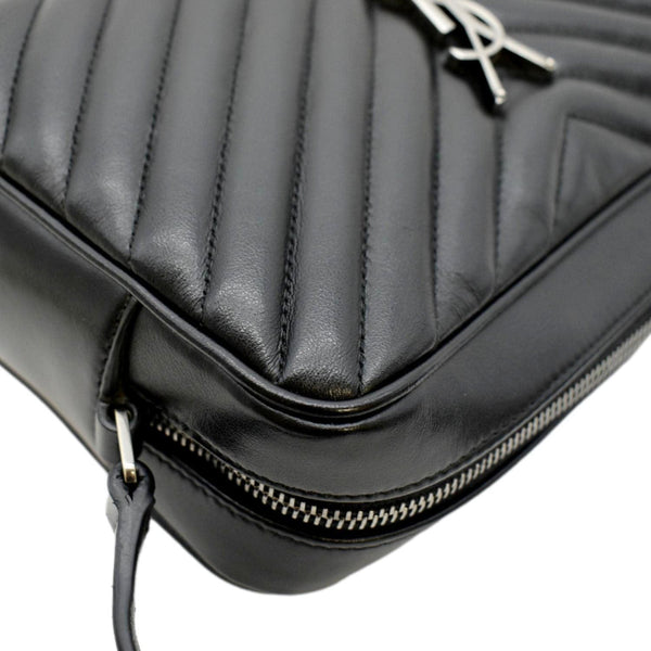 YVES SAINT LAURENT Lou Chevron Leather Camera Crossbody Bag Black